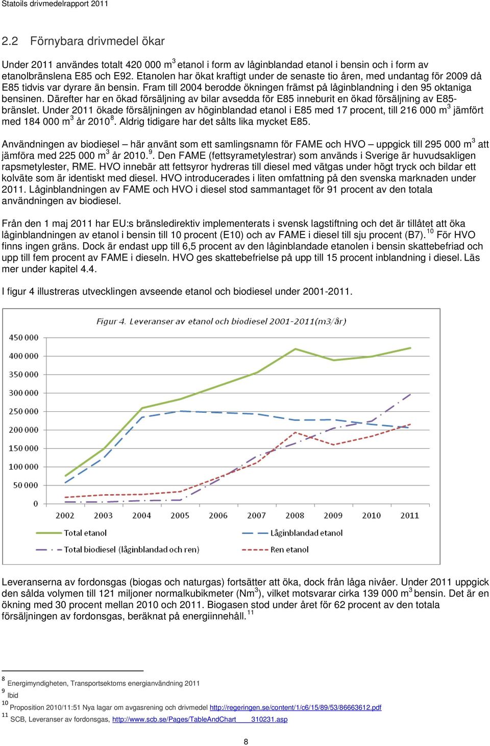 Därefter har en ökad försäljning av bilar avsedda för E85 inneburit en ökad försäljning av E85- bränslet.