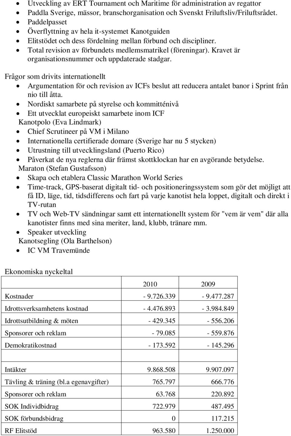 Kravet är organisationsnummer och uppdaterade stadgar. Frågor som drivits internationellt Argumentation för och revision av ICFs beslut att reducera antalet banor i Sprint från nio till åtta.