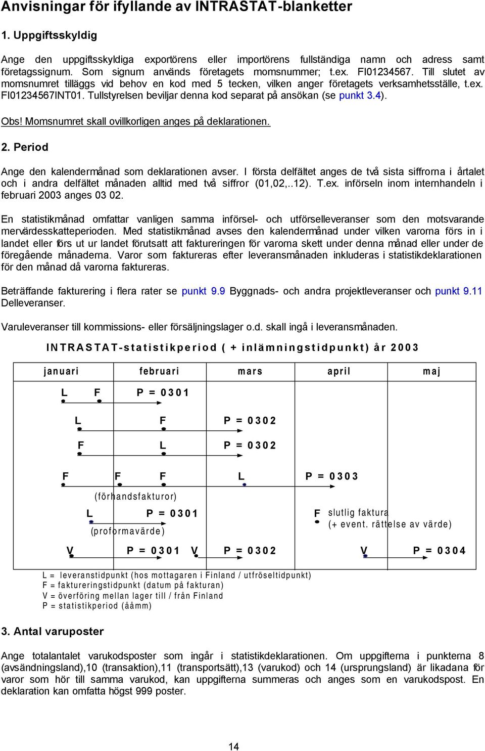 Tullstyrelsen beviljar denna kod separat på ansökan (se punkt 3.4). Obs! Momsnumret skall ovillkorligen anges på deklarationen. 2. Period Ange den kalendermånad som deklarationen avser.