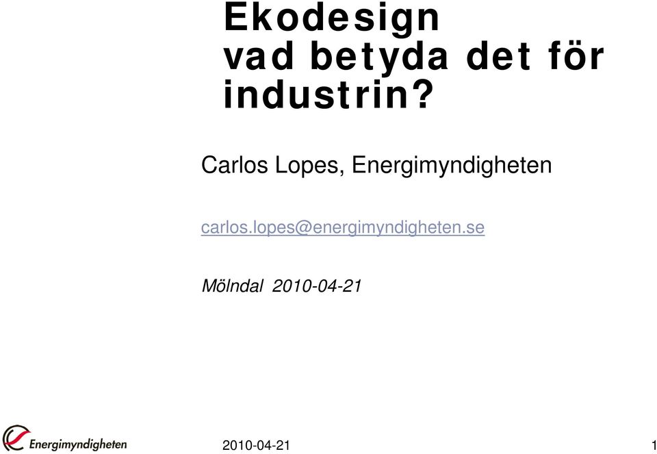 Carlos Lopes, Energimyndigheten