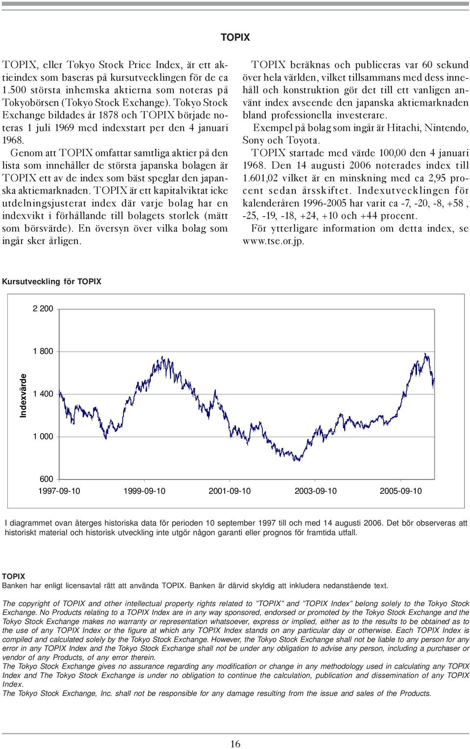 Genom att TOPIX omfattar samtliga aktier på den lista som innehåller de största japanska bolagen är TOPIX ett av de index som bäst speglar den japanska aktiemarknaden.