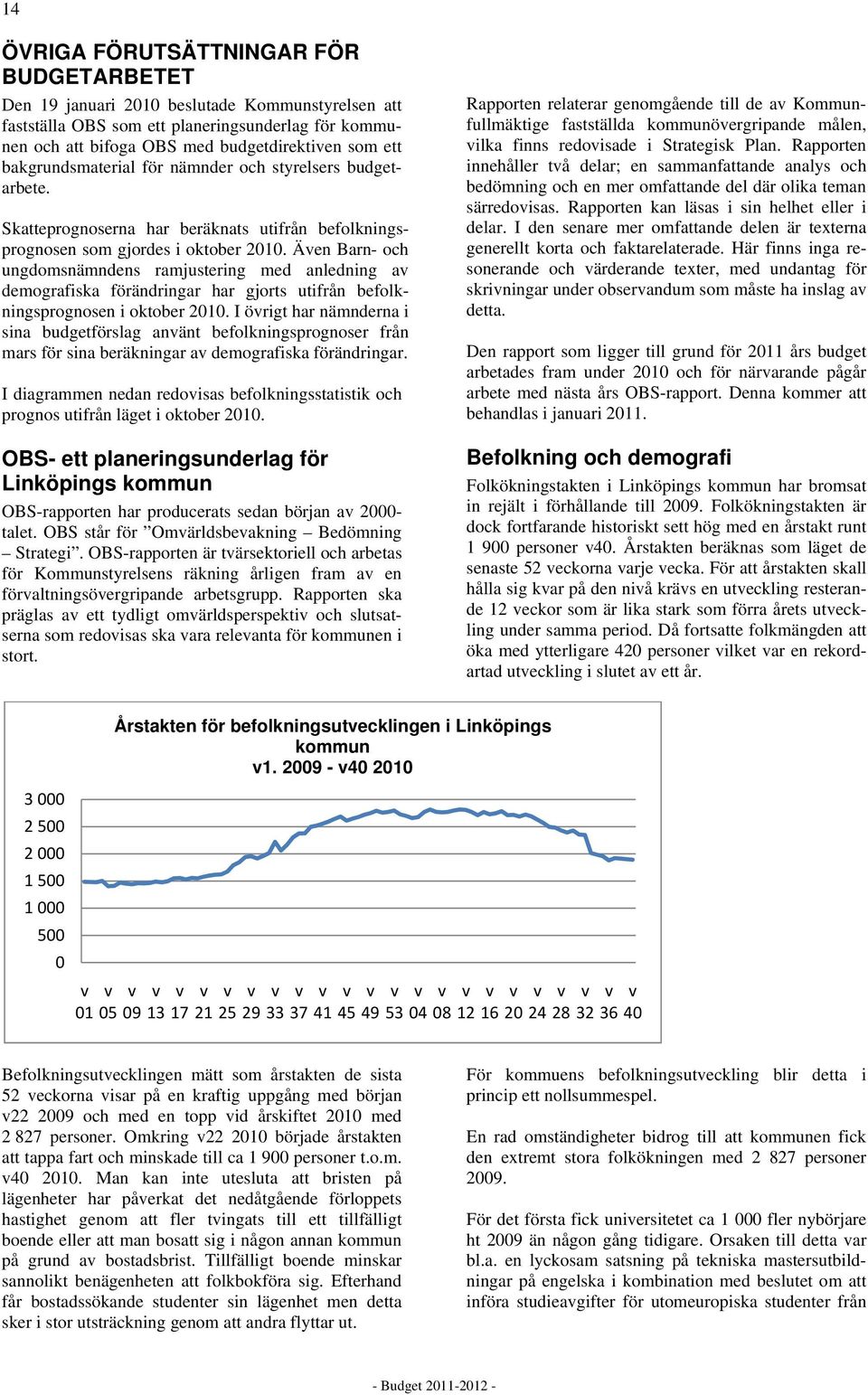 Även Barn- och ungdomsnämndens ramjustering med anledning av demografiska förändringar har gjorts utifrån befolkningsprognosen i oktober 2010.