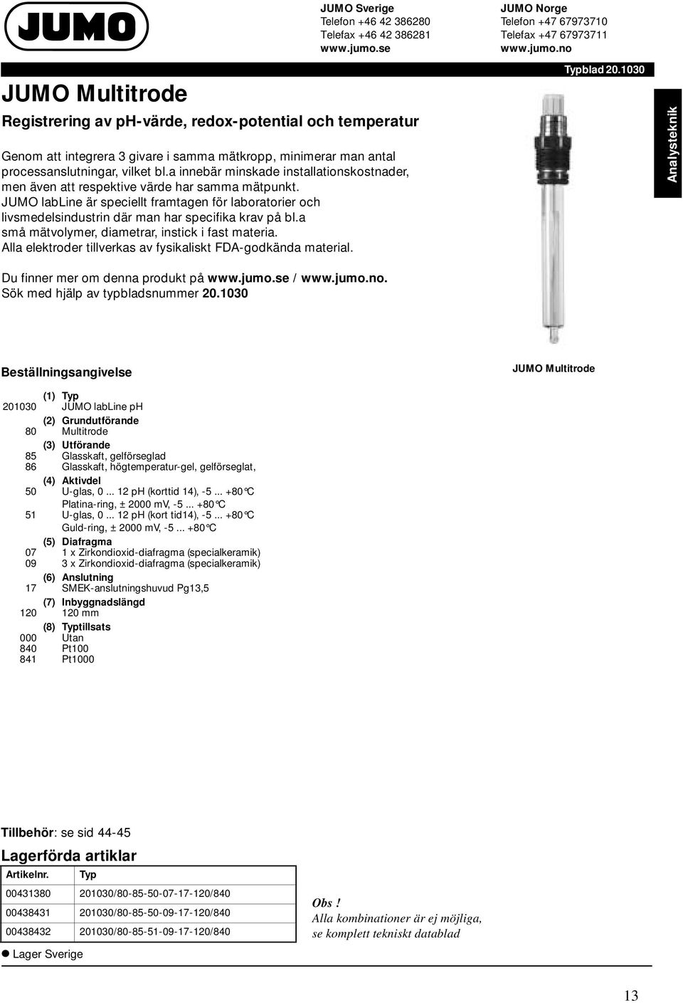 JUMO labline är speciellt framtagen för laboratorier och livsmedelsindustrin där man har specifika krav på bl.a små mätvolymer, diametrar, instick i fast materia.