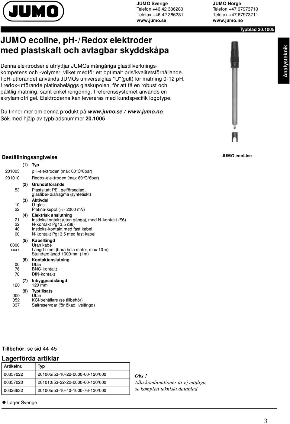 I redox-utförande platinabeläggs glaskupolen, för att få en robust och pålitlig mätning, samt enkel rengöring. I referenssystemet används en akrylamidfri gel.