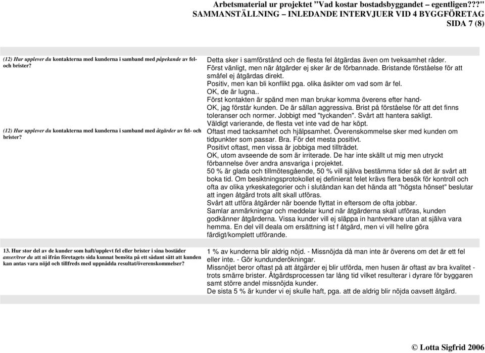 . Först kontakten är spänd men man brukar komma överens efter hand- OK, jag förstår kunden. De är sällan aggressiva. Brist på förståelse för att det finns toleranser och normer.