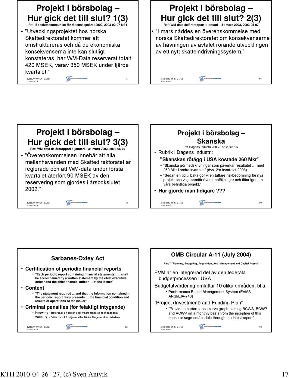 konstateras, har WM-Data reserverat totalt 420 MSEK, varav 350 MSEK under fjärde kvartalet.