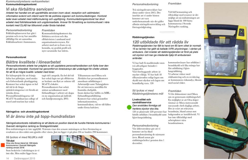 Kontoret leder även arbetet med målformulering och uppföljning. Kommunledningskontoret har drivit arbetet med folkhälsoarbete och ungdomsarbete.