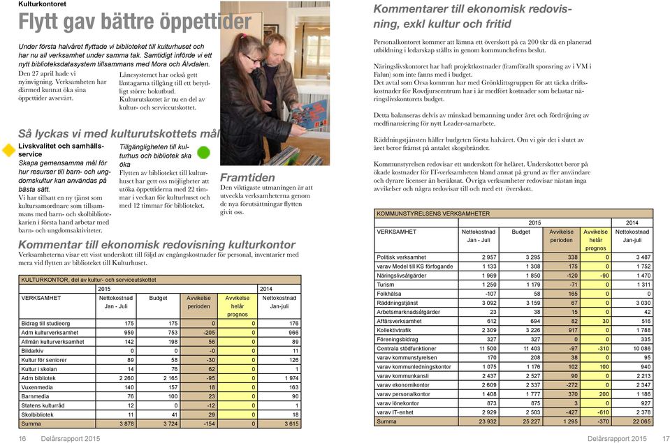 Lånesystemet har också gett låntagarna tillgång till ett betydligt större bokutbud. Kulturutskottet är nu en del av kultur- och serviceutskottet.