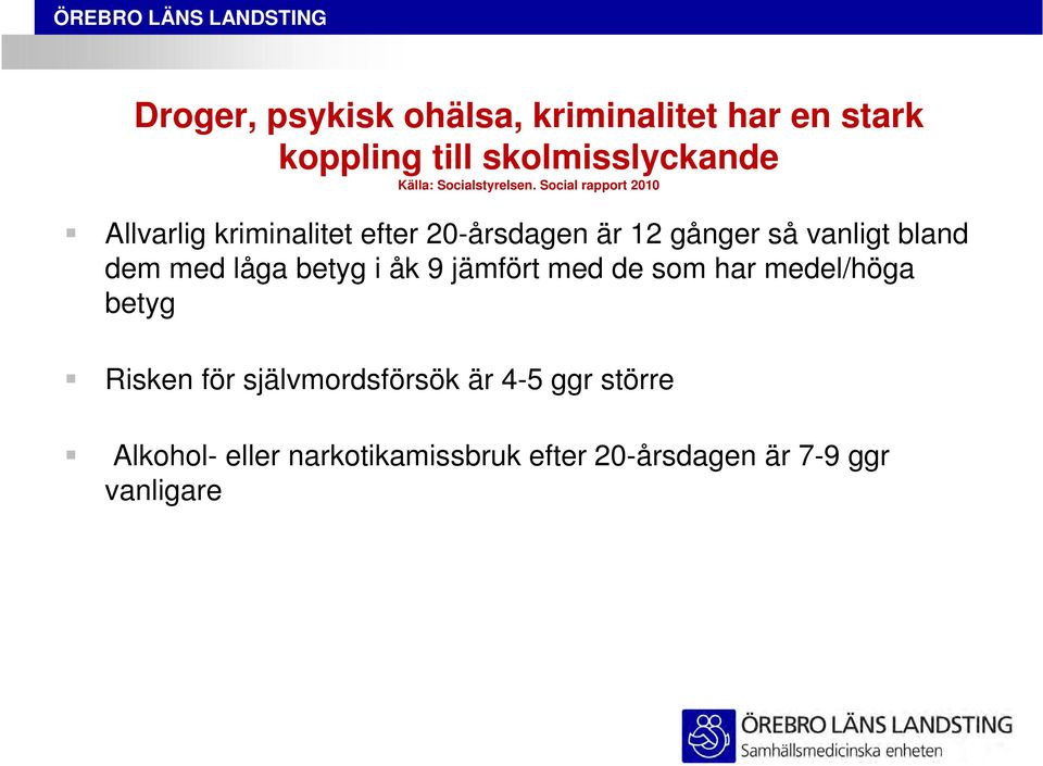 Social rapport 2010 Allvarlig kriminalitet efter 20-årsdagen är 12 gånger så vanligt bland dem