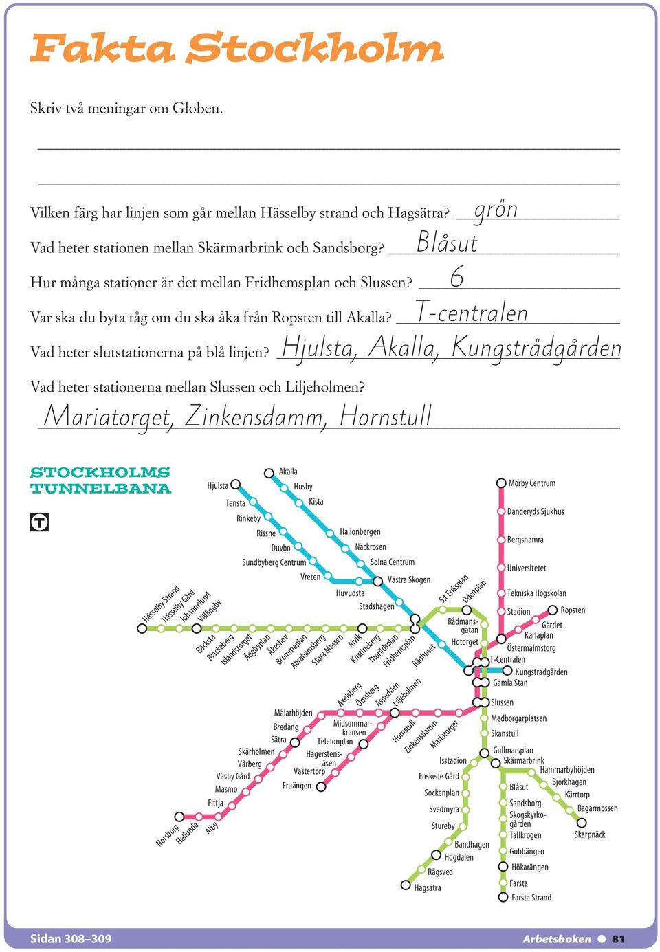 Vad heter stationerna mellan Slussen och Liljeholmen?