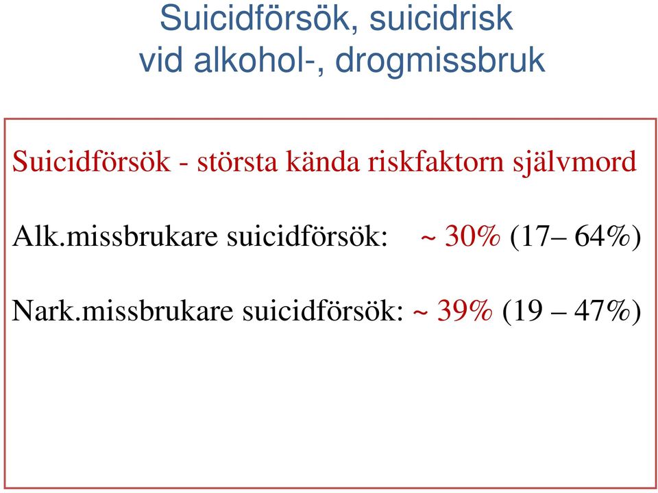 riskfaktorn självmord Alk.