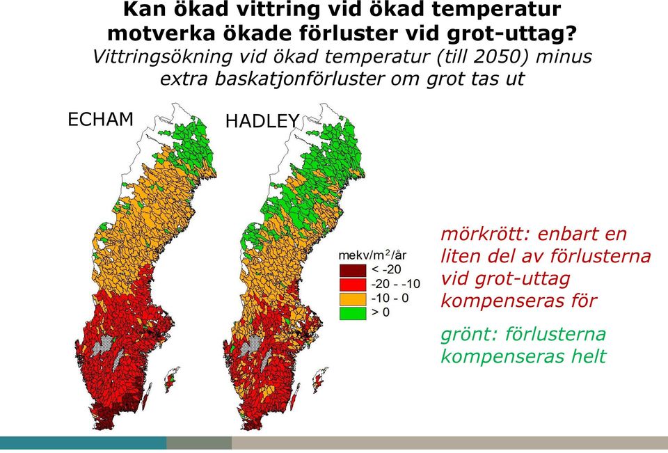 Vittringsökning vid ökad temperatur (till 2050) minus extra