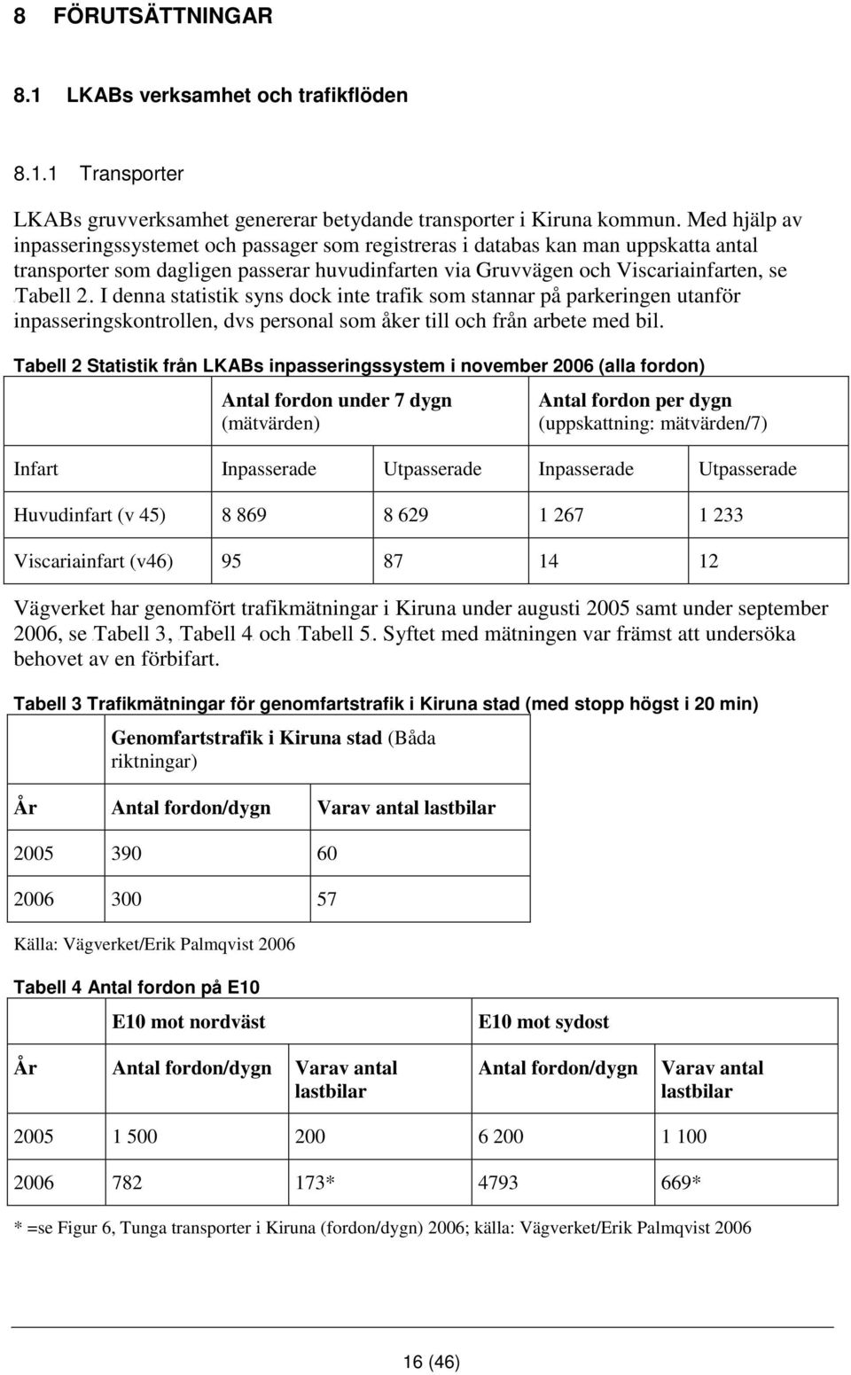 I denna statistik syns dock inte trafik som stannar på parkeringen utanför inpasseringskontrollen, dvs personal som åker till och från arbete med bil.