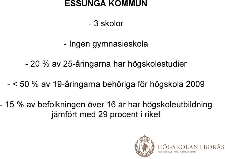 19-åringarna behöriga för högskola 2009-15 % av