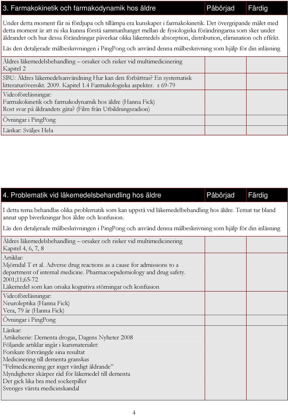 absorption, distribution, elimination och effekt.