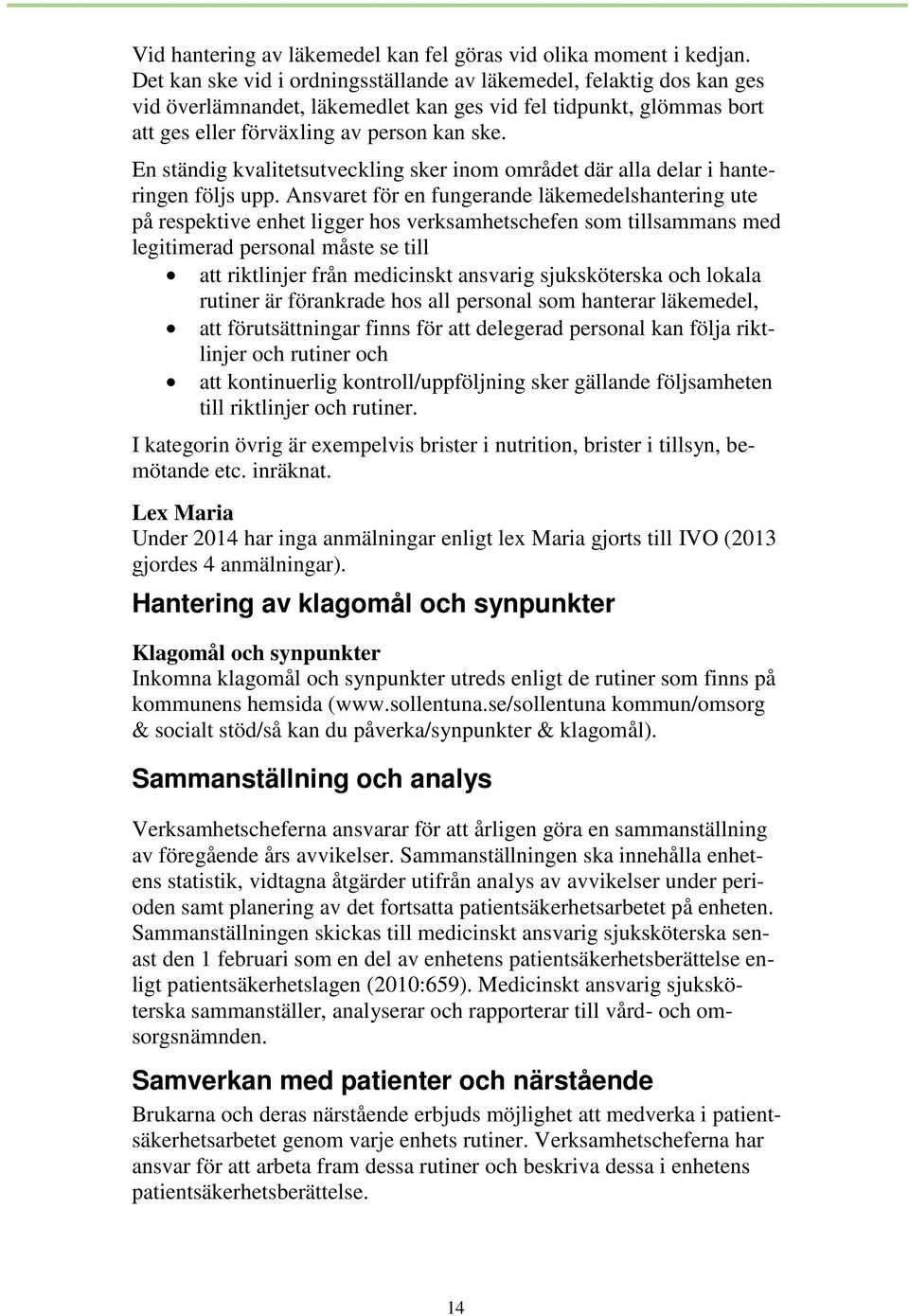 Patientsäkerhetsberättelse för Sollentuna kommun PDF Gratis nedladdning