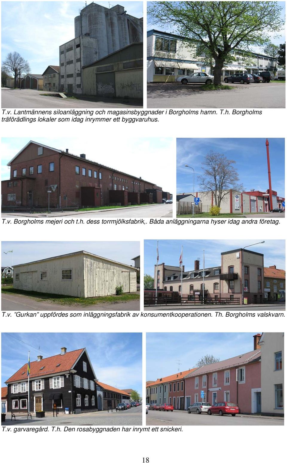 v. Gurkan uppfördes som inläggningsfabrik av konsumentkooperationen. Th. Borgholms valskvarn. T.v. garvaregård.