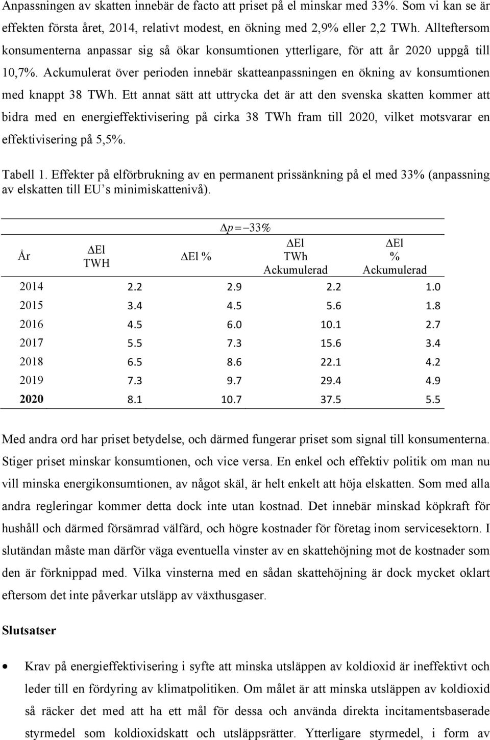 Ackumulerat över perioden innebär skatteanpassningen en ökning av konsumtionen med knappt 38 TWh.