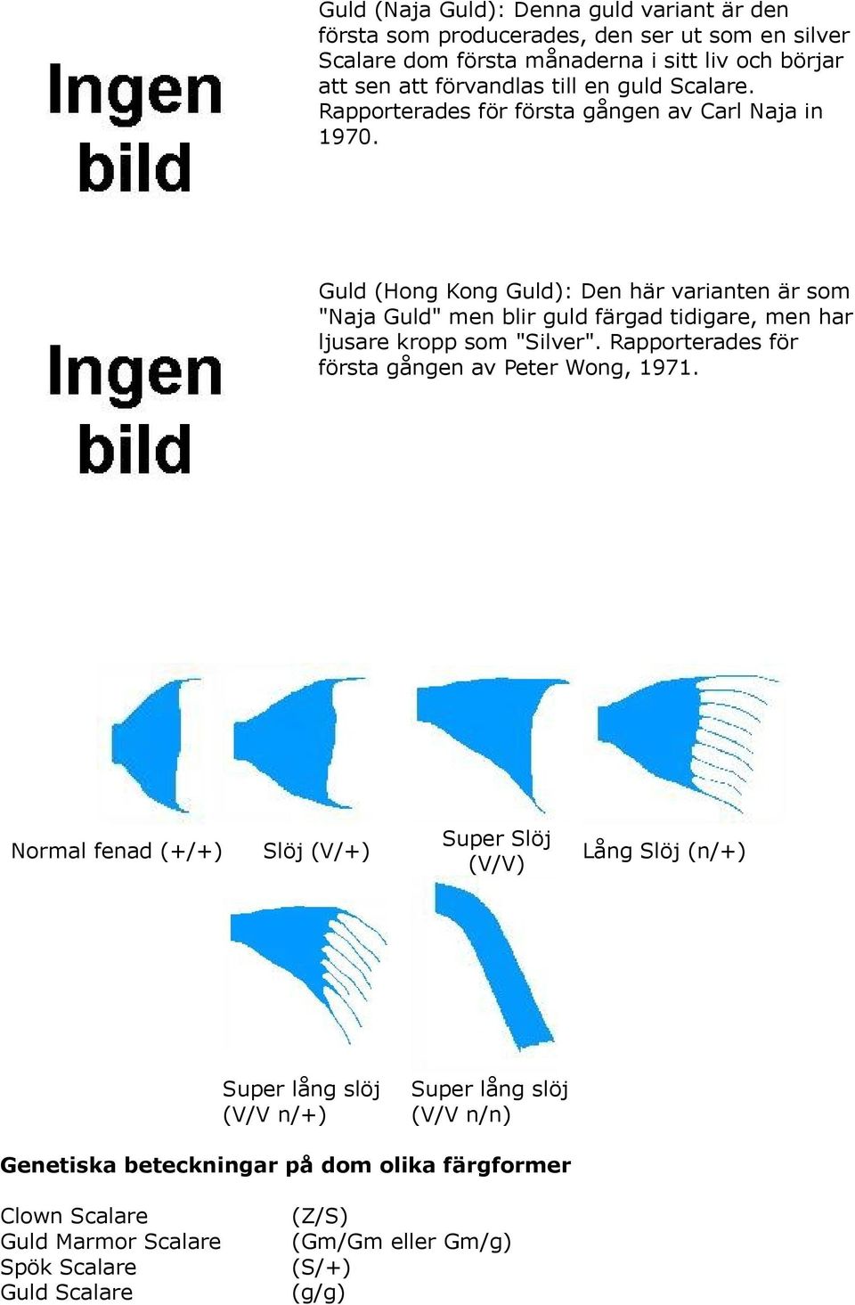 Guld (Hong Kong Guld): Den här varianten är som "Naja Guld" men blir guld färgad tidigare, men har ljusare kropp som "Silver".