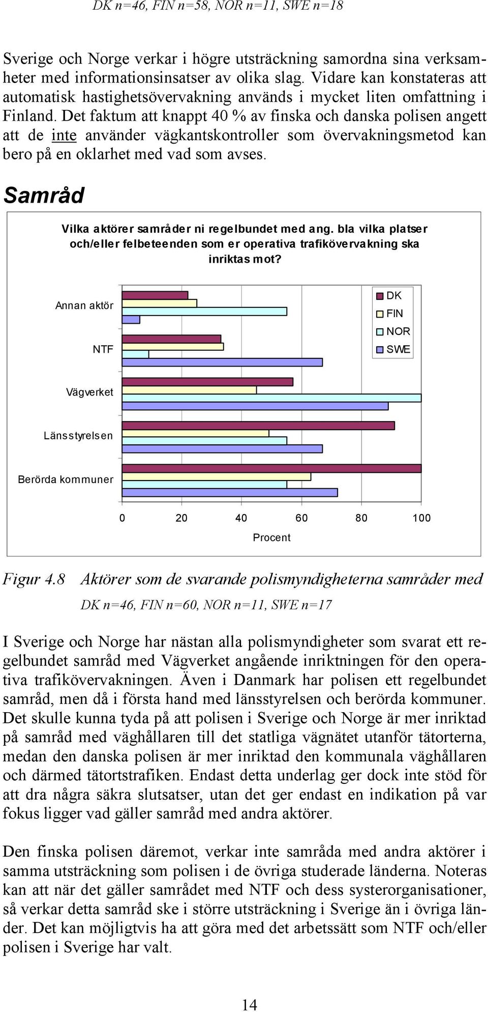 Det faktum att knappt 40 % av finska och danska polisen angett att de inte använder vägkantskontroller som övervakningsmetod kan bero på en oklarhet med vad som avses.