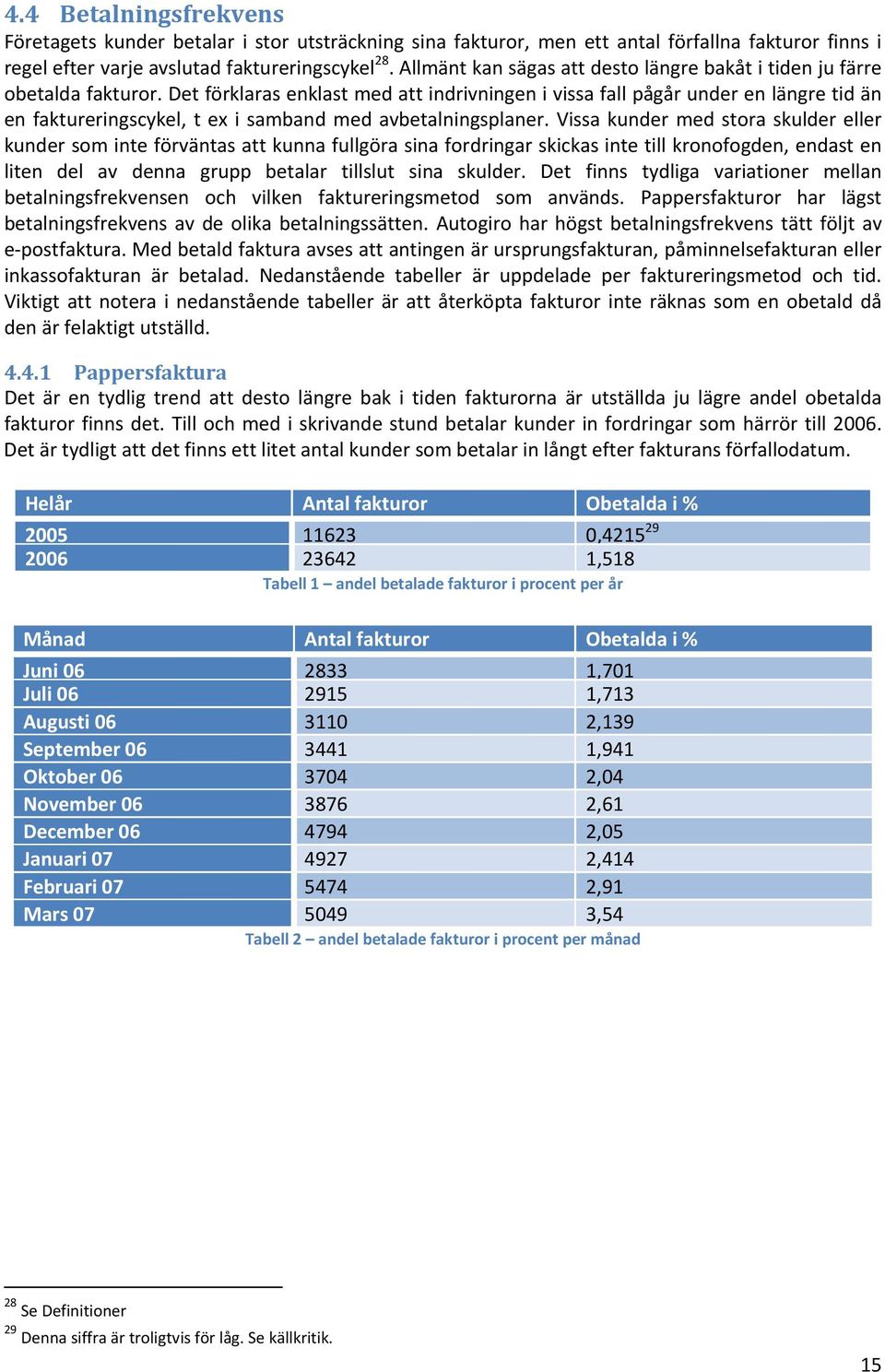 Det förklaras enklast med att indrivningen i vissa fall pågår under en längre tid än en faktureringscykel, t ex i samband med avbetalningsplaner.