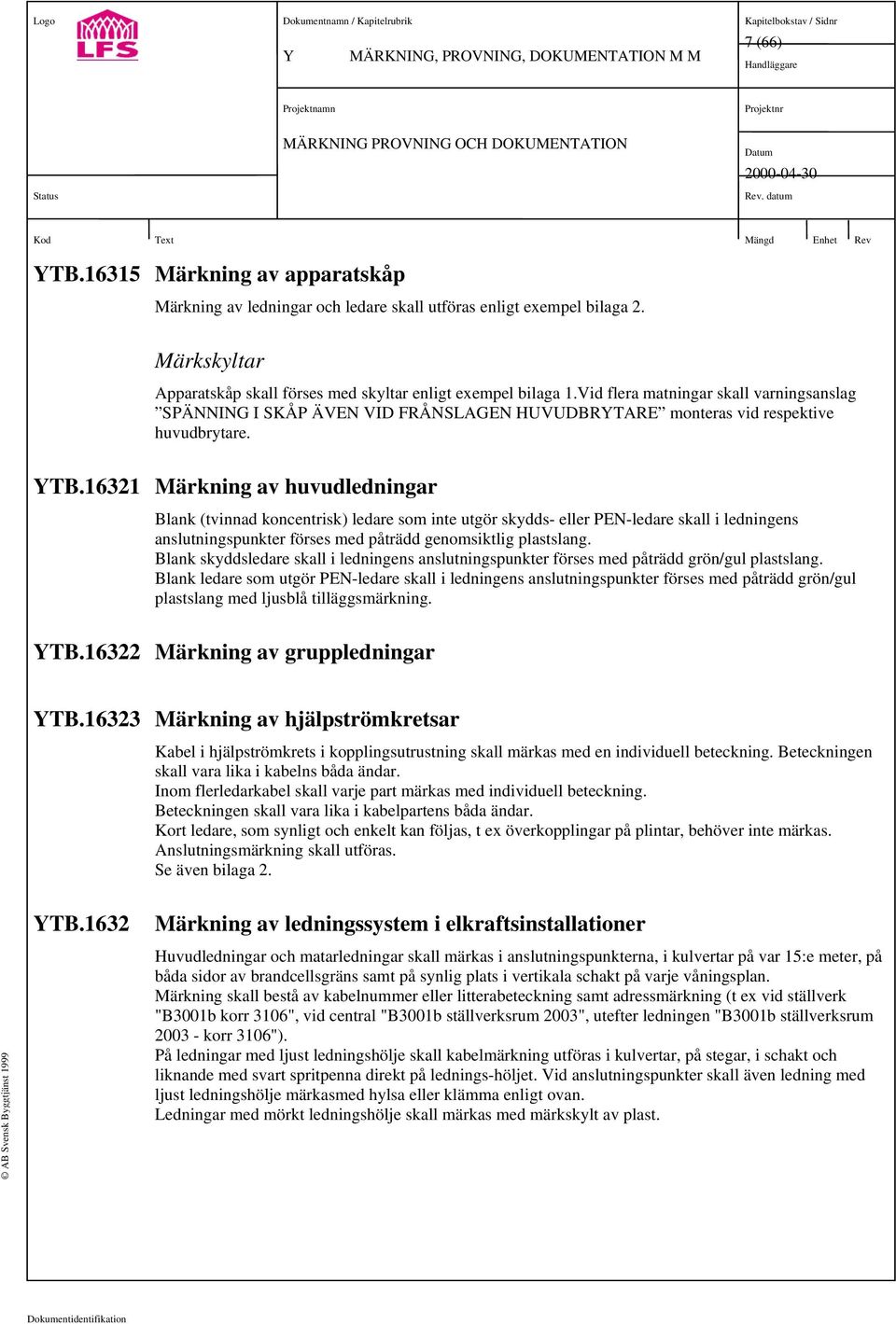 16321 Märkning av huvudledningar Blank (tvinnad koncentrisk) ledare som inte utgör skydds- eller PEN-ledare skall i ledningens anslutningspunkter förses med påträdd genomsiktlig plastslang.