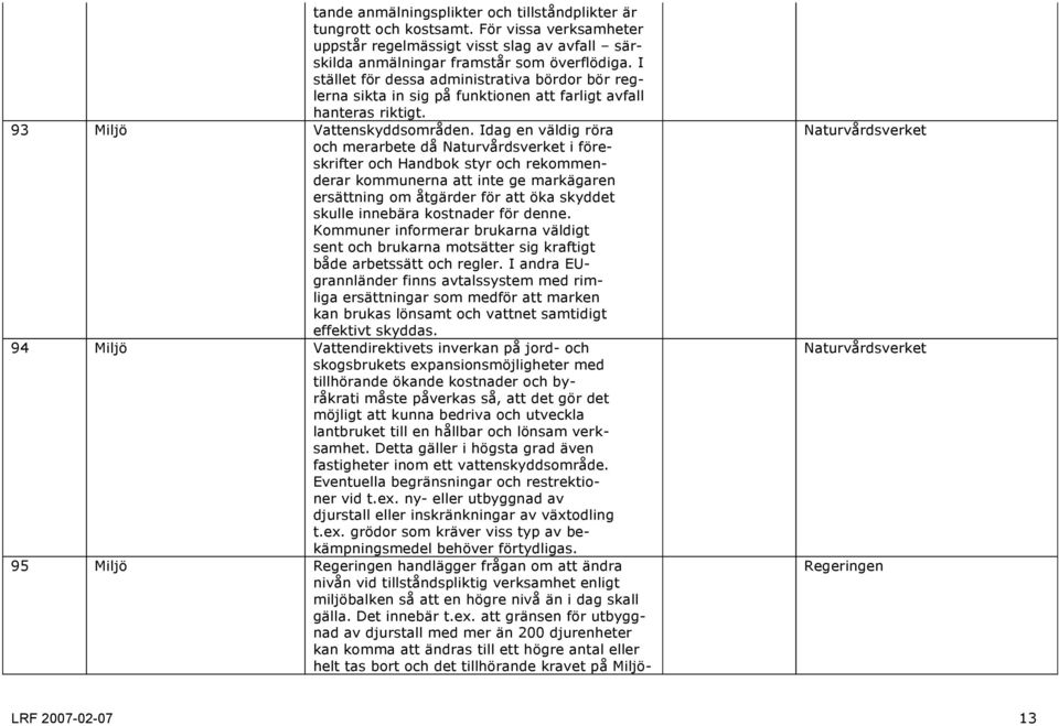 Idag en väldig röra och merarbete då Naturvårdsverket i föreskrifter och Handbok styr och rekommenderar kommunerna att inte ge markägaren ersättning om åtgärder för att öka skyddet skulle innebära