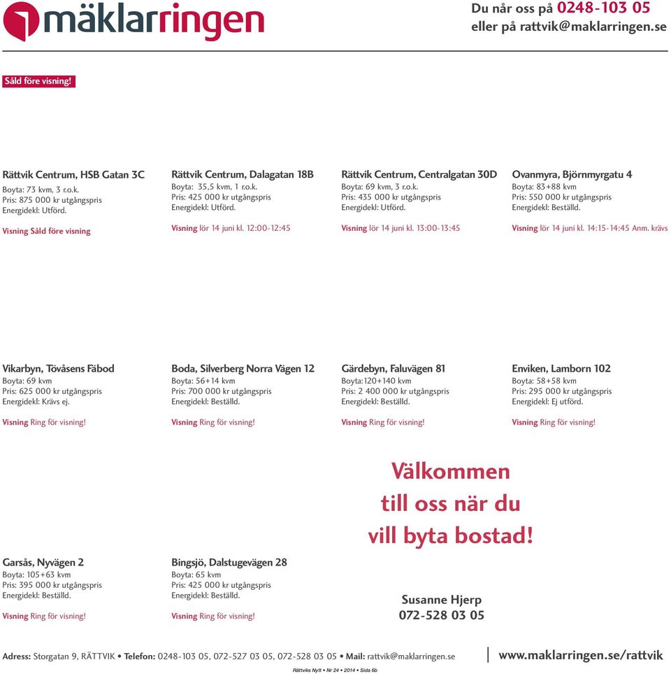 Ovanmyra, Björnmyrgatu 4 Boyta: 83+88 kvm Pris: 550 000 kr utgångspris Energidekl: Beställd. Visning Såld före visning Visning lör 14 juni kl. 12:00-12:45 Visning lör 14 juni kl.