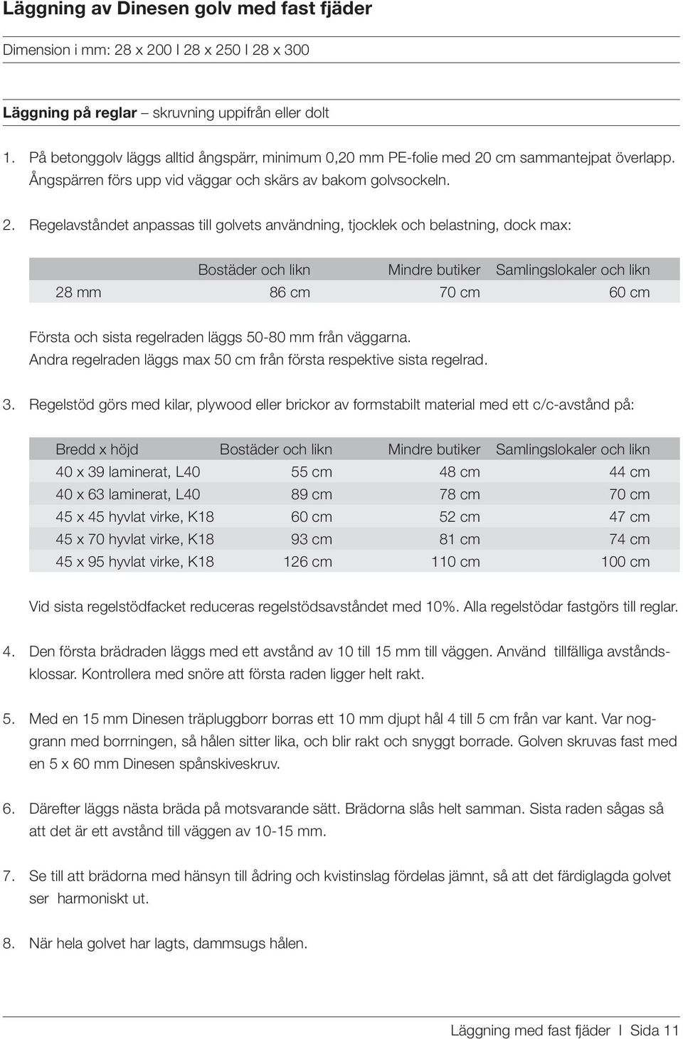 cm sammantejpat överlapp. Ångspärren förs upp vid väggar och skärs av bakom golvsockeln. 2.