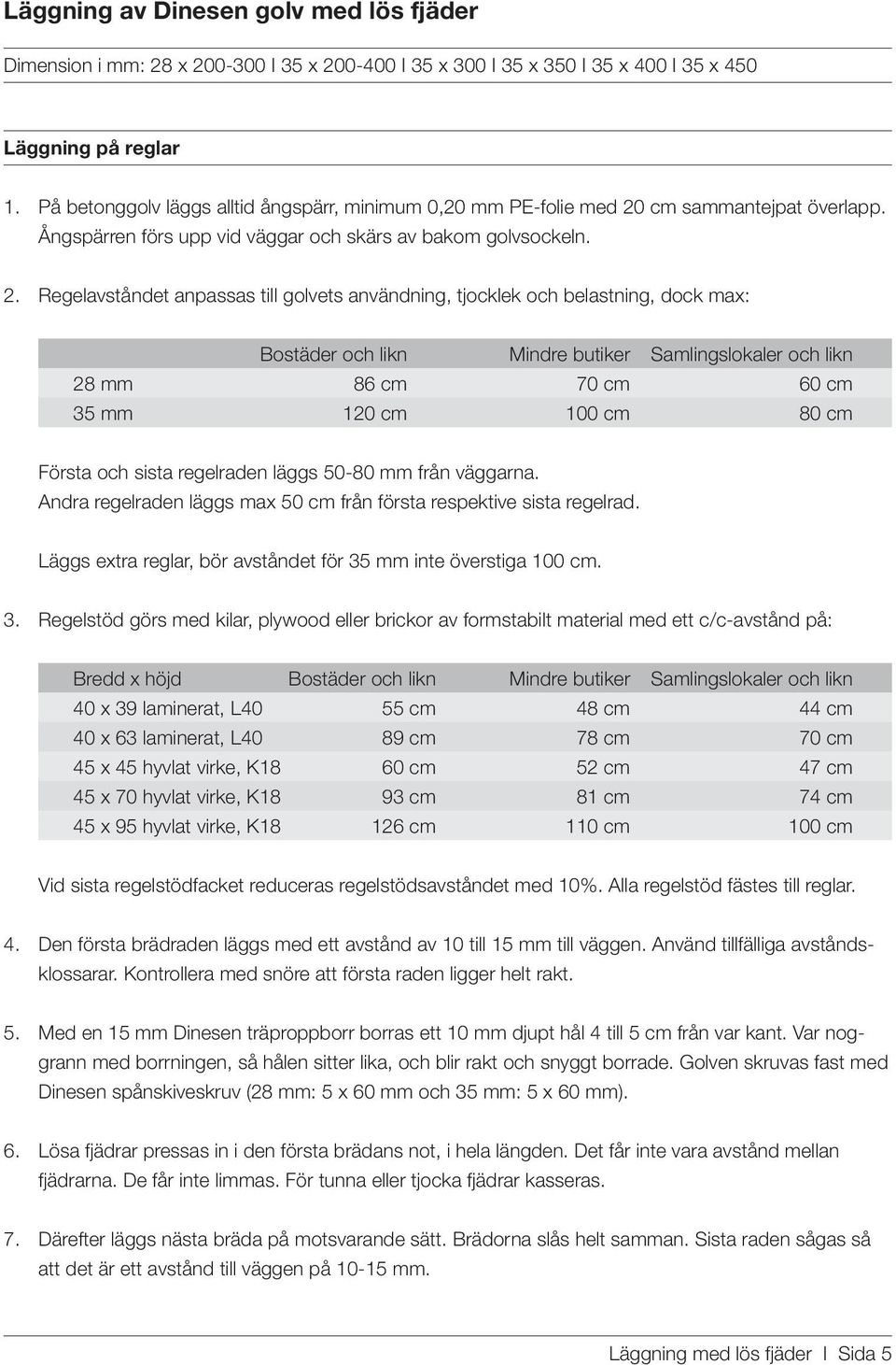 cm sammantejpat överlapp. Ångspärren förs upp vid väggar och skärs av bakom golvsockeln. 2.