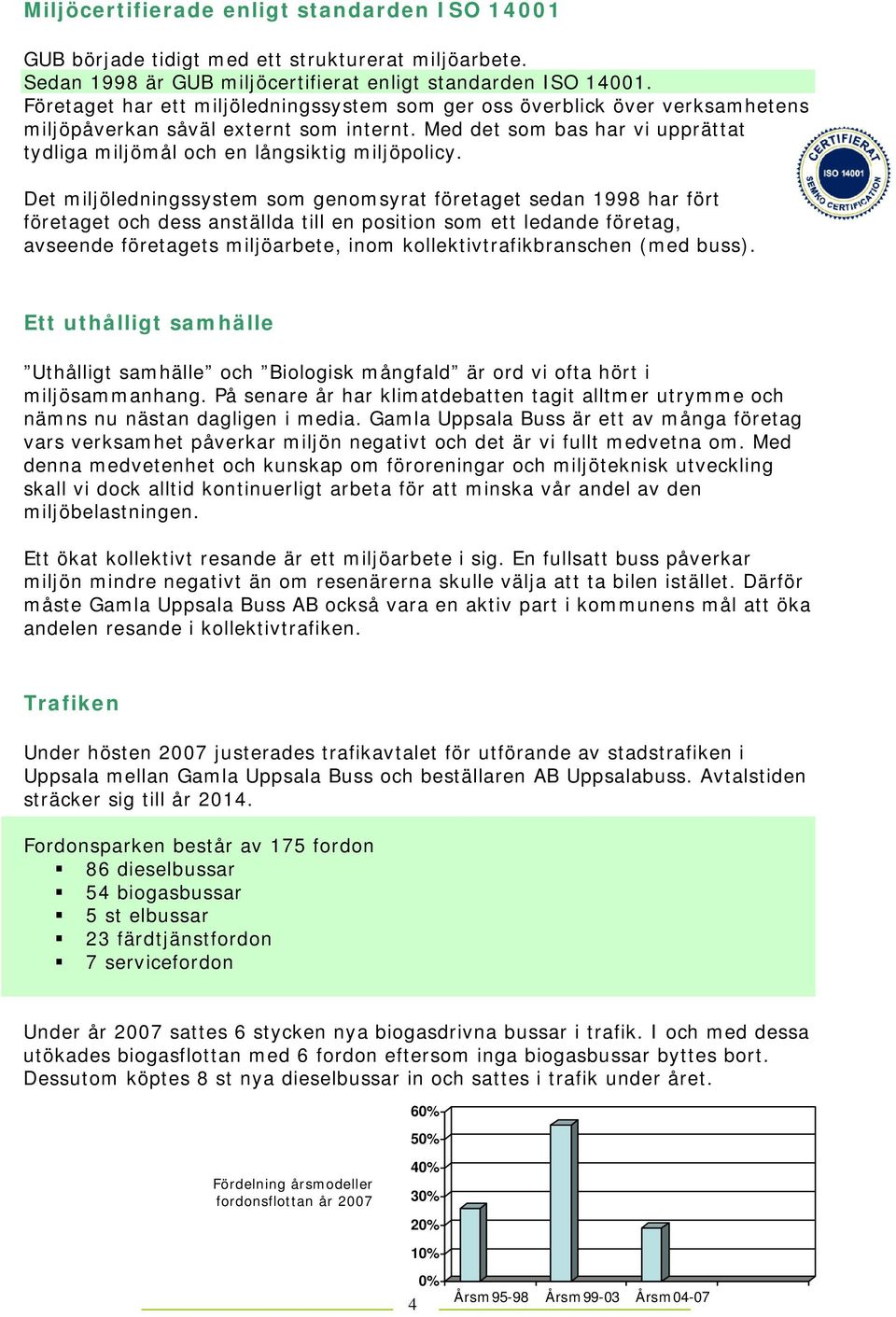 Det miljöledningssystem som genomsyrat företaget sedan 1998 har fört företaget och dess anställda till en position som ett ledande företag, avseende företagets miljöarbete, inom