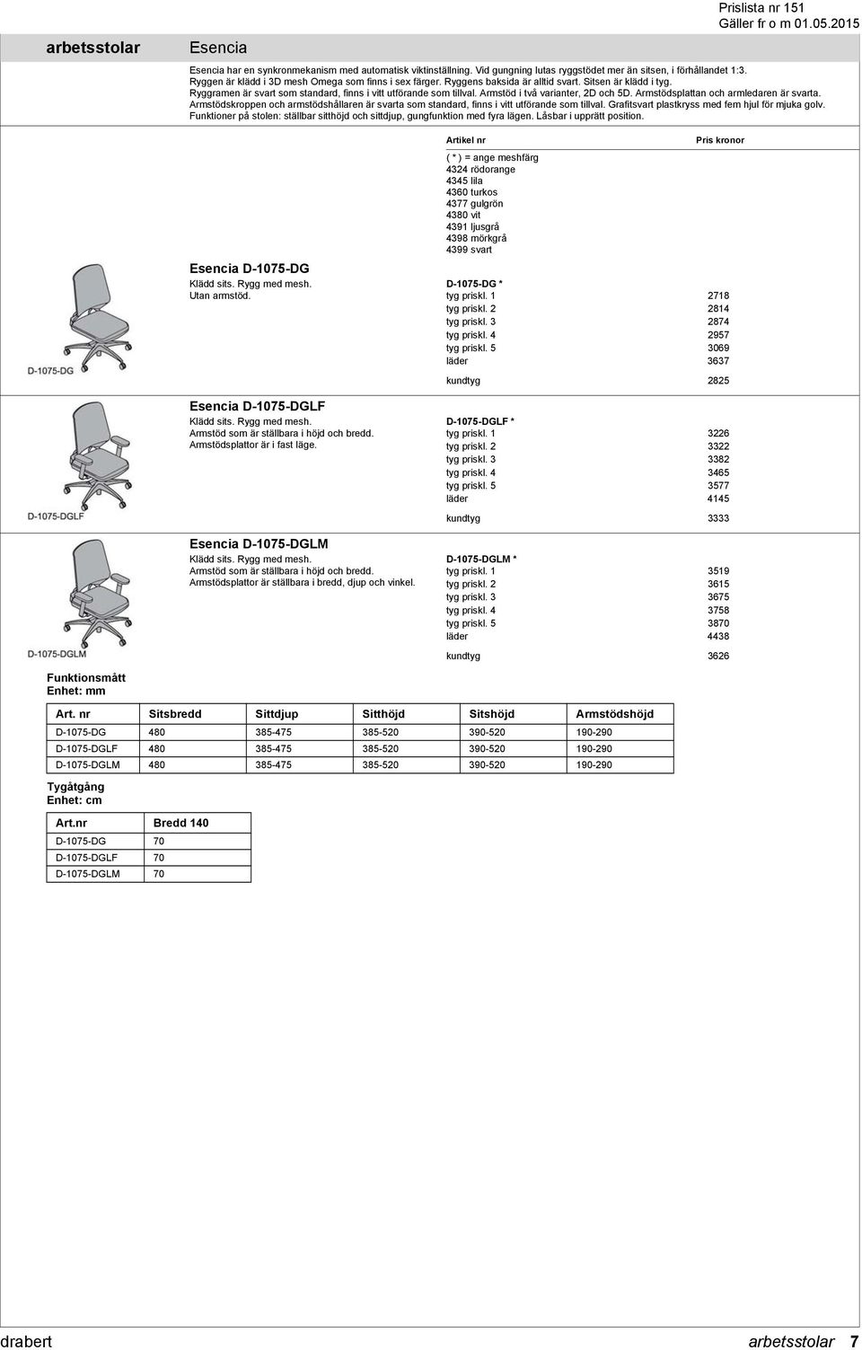 Armstöd i två varianter, 2D och 5D. Armstödsplattan och armledaren är svarta. Armstödskroppen och armstödshållaren är svarta som standard, finns i vitt utförande som tillval.