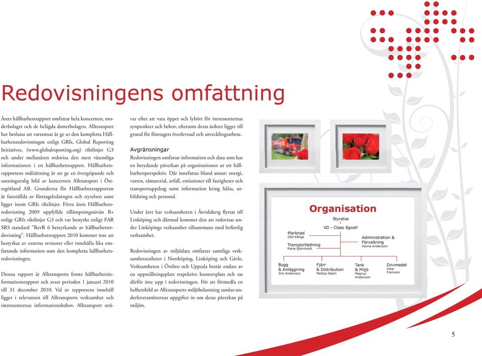 org) riktlinjer G3 och under mellanåren redovisa den mest väsentliga informationen i en hållbarhetsrapport.