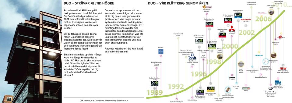 Då är denna broschyr skräddarsydd för dig. Den visar vår vision på moderna taklösningar och den vattentäta investeringen på din fastighets femte fasad. Ett plant tak måste uppfylla många krav.