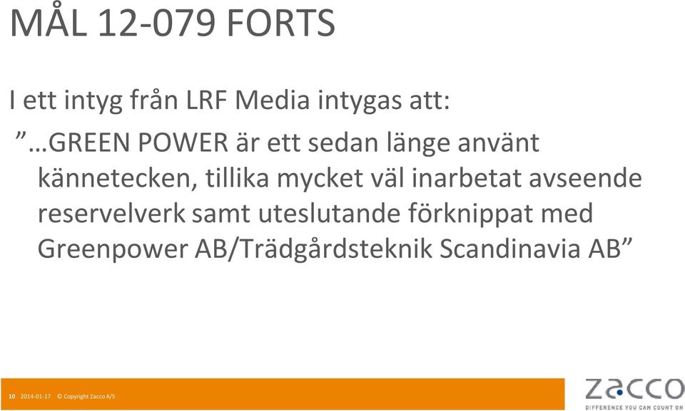 inarbetat avseende reservelverk samt uteslutande förknippat med