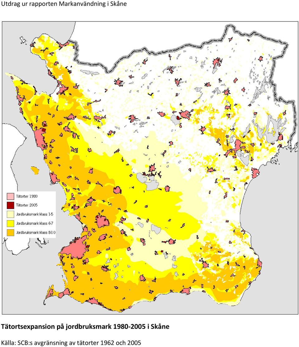 jordbruksmark 1980 2005 i Skåne
