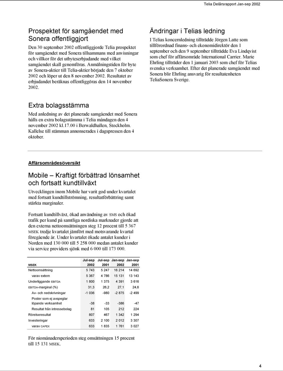 Resultatet av erbjudandet beräknas offentliggöras den 14 november.