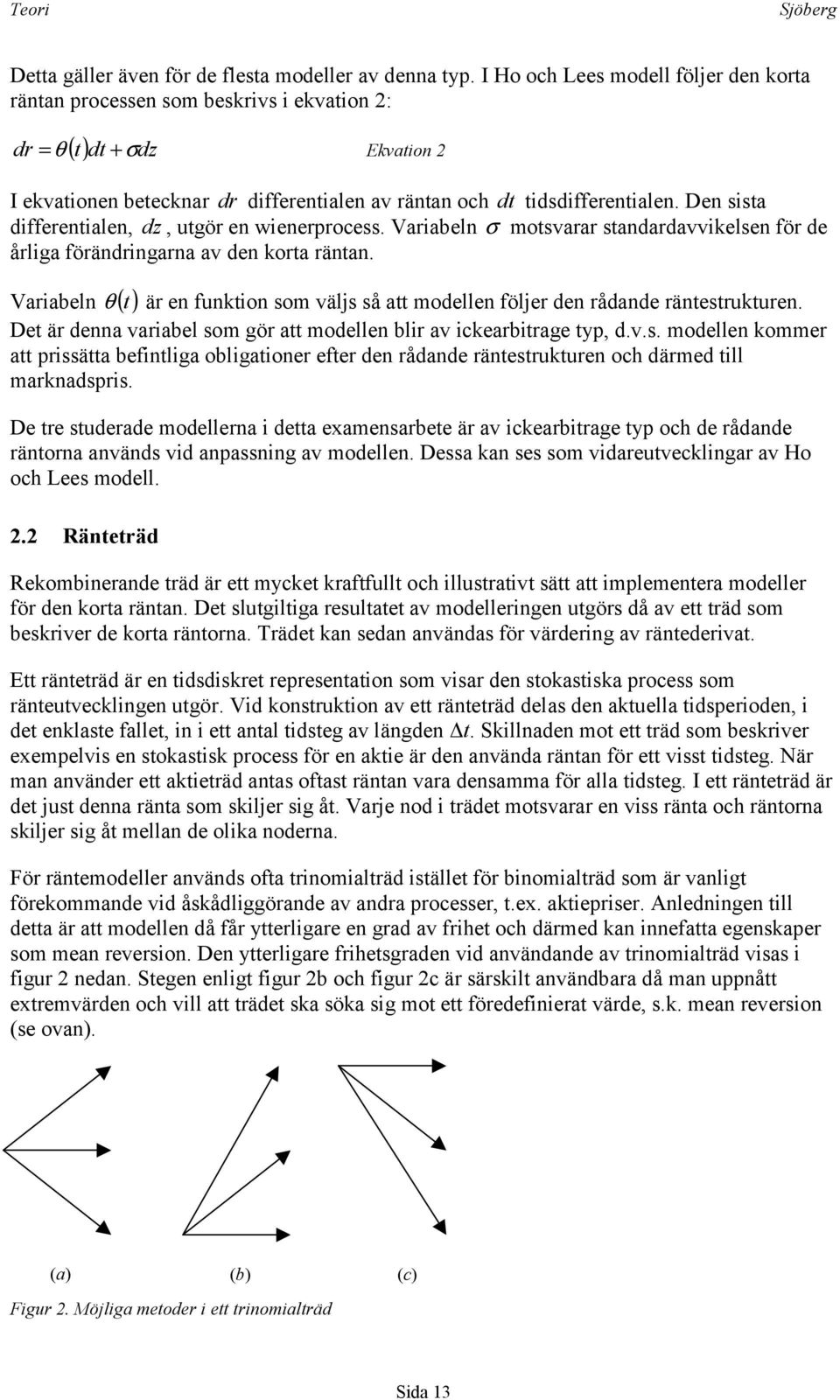 Den sista differentialen, dz, utgör en wienerprocess. Variabeln σ motsvarar standardavvikelsen för de årliga förändringarna av den korta räntan.