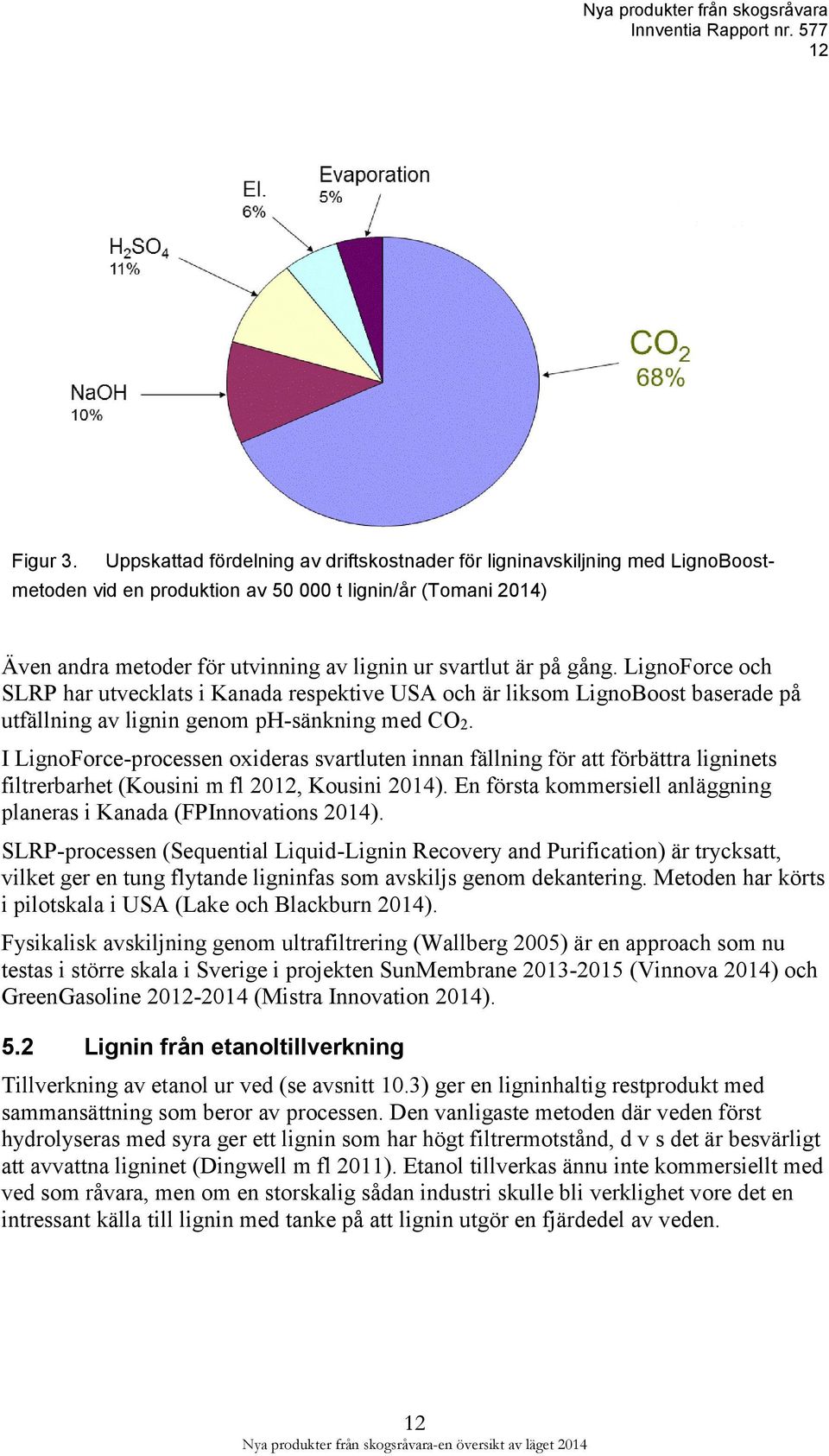 gång. LignoForce och SLRP har utvecklats i Kanada respektive USA och är liksom LignoBoost baserade på utfällning av lignin genom ph-sänkning med CO2.