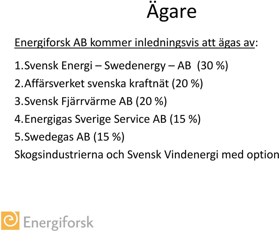 Affärsverket svenska kraftnät (20 %) 3.