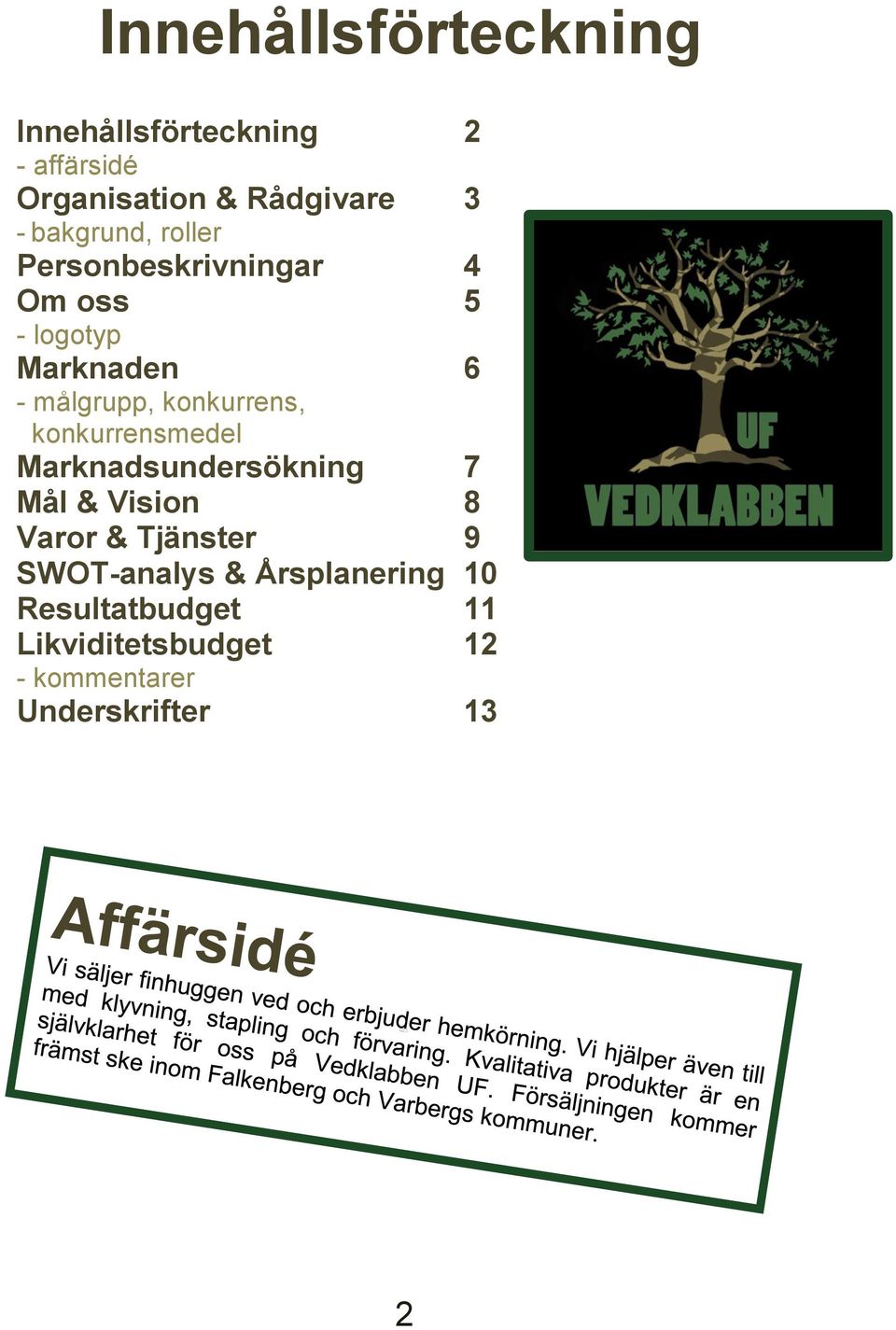 konkurrens, konkurrensmedel Marknadsundersökning 7 Mål & Vision 8 Varor & Tjänster 9