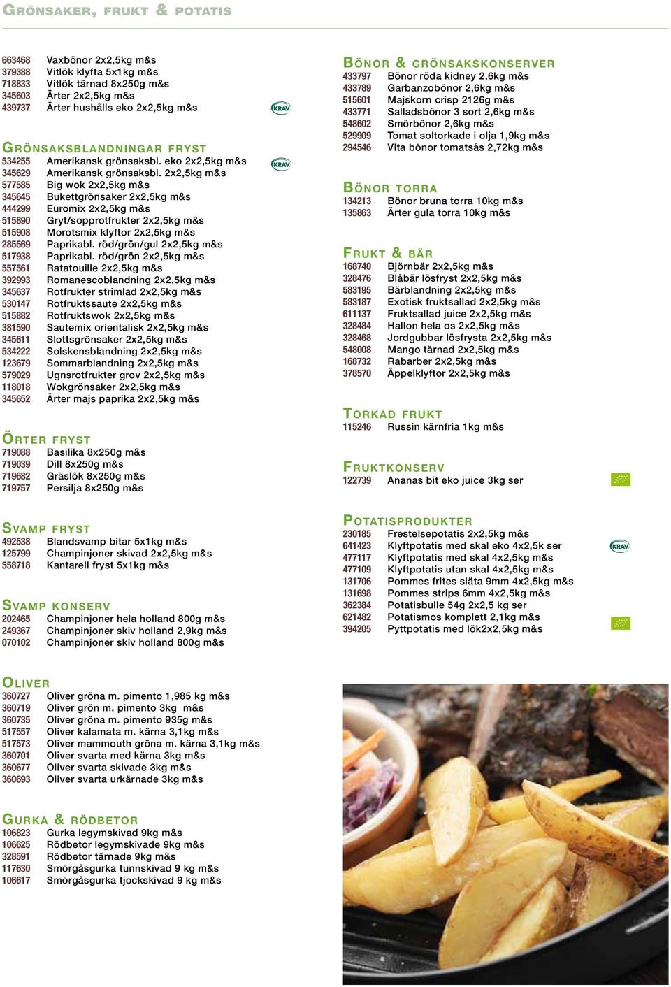 2x2,5kg m&s 577585 Big wok 2x2,5kg m&s 345645 Bukettgrönsaker 2x2,5kg m&s 444299 Euromix 2x2,5kg m&s 515890 Gryt/sopprotfrukter 2x2,5kg m&s 515908 Morotsmix klyftor 2x2,5kg m&s 285569 Paprikabl.