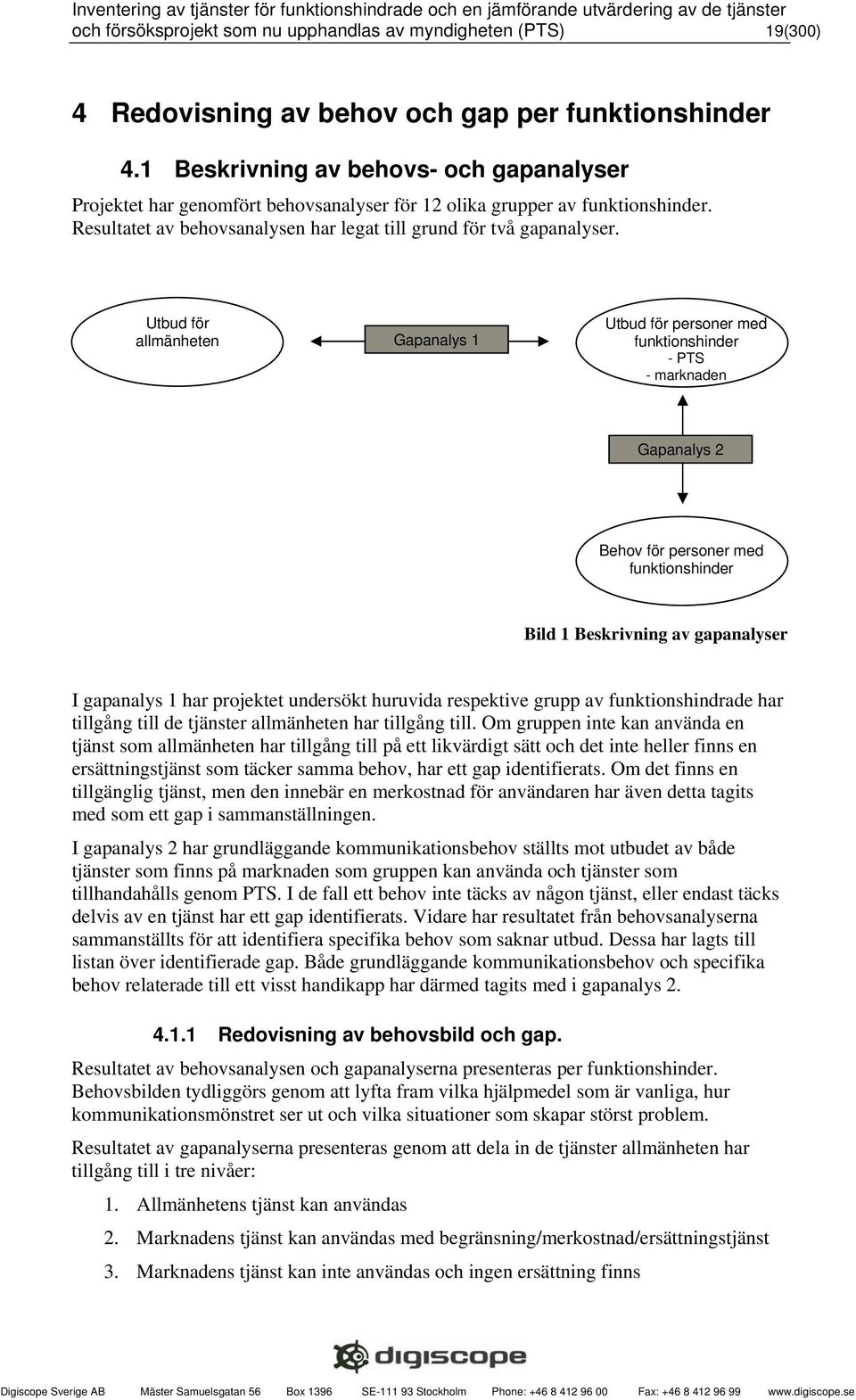 Utbud för allmänheten Gapanalys 1 Utbud för personer med funktionshinder - PTS - marknaden Gapanalys 2 Behov för personer med funktionshinder Bild 1 Beskrivning av gapanalyser I gapanalys 1 har