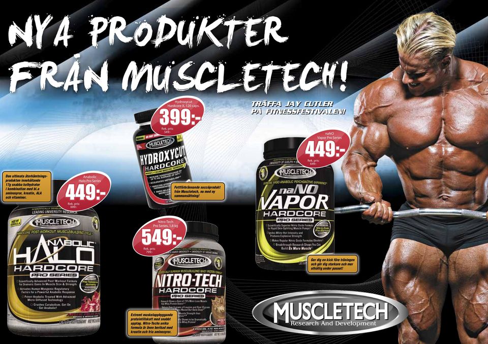 a aminosyror, kreatin, ALA och vitaminer. Anabolic Halo Pro Series 449-699- Fettförbrännande succéprodukt från Muscletech, nu med ny sammansättning!