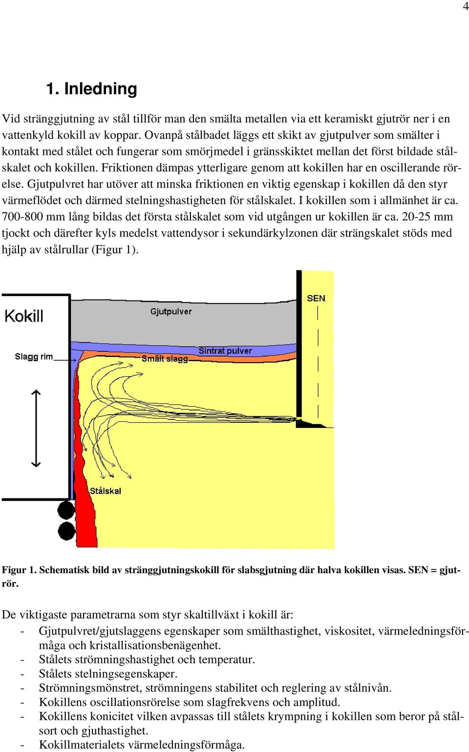 Friktionen dämpas ytterligare genom att kokillen har en oscillerande rörelse.
