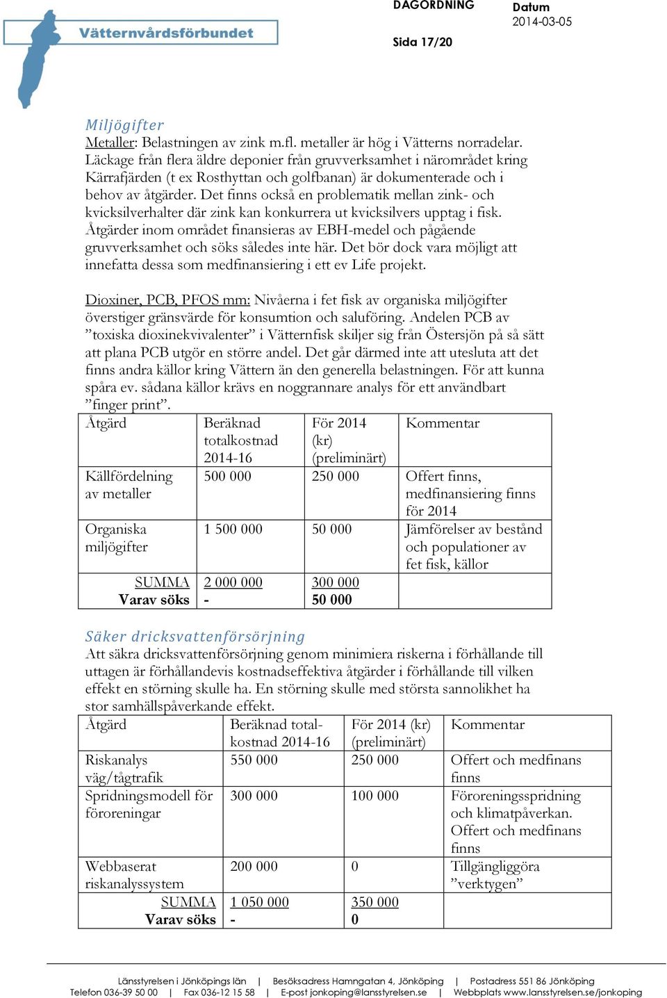 Det finns också en problematik mellan zink- och kvicksilverhalter där zink kan konkurrera ut kvicksilvers upptag i fisk.