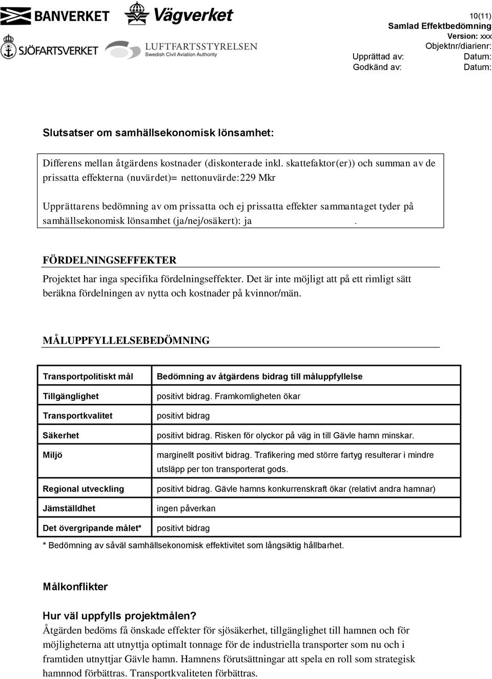 lönsamhet (ja/nej/osäkert): ja. FÖRDELNINGSEFFEKTER Projektet har inga specifika fördelningseffekter.