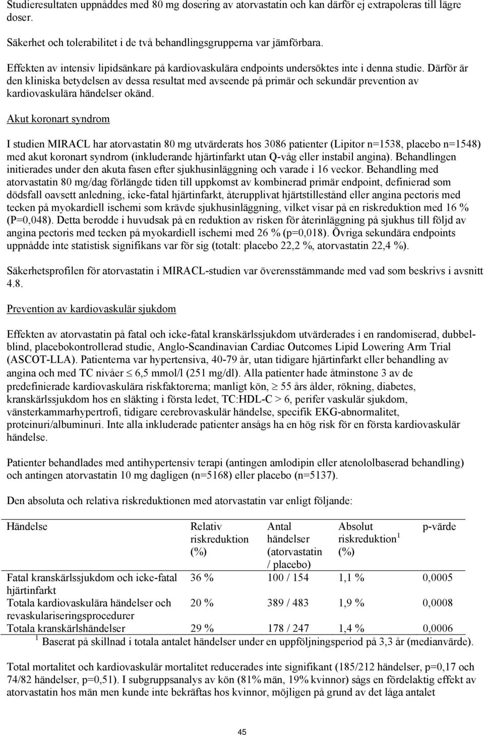 Därför är den kliniska betydelsen av dessa resultat med avseende på primär och sekundär prevention av kardiovaskulära händelser okänd.