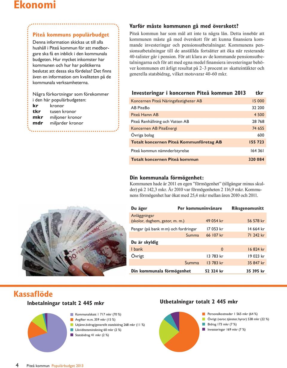 För att klara av de kommande pensionsutbe- ver kommunen ett årligt resultat på 2 3 procent av skatteintäkter och generella statsbidrag, vilket motsvarar 40-60 mkr.