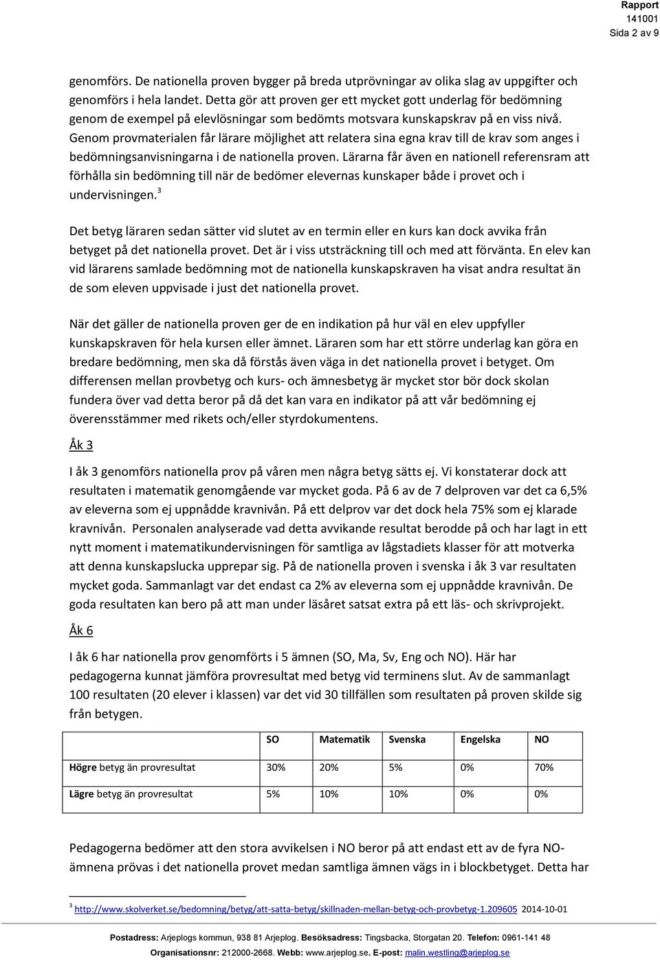 Genom provmaterialen får lärare möjlighet att relatera sina egna krav till de krav som anges i bedömningsanvisningarna i de nationella proven.